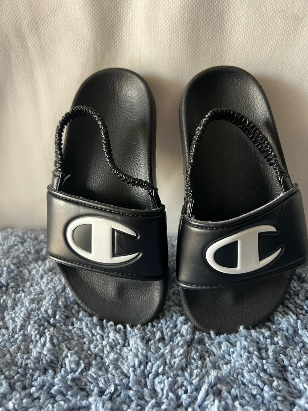 Champion Black Kids' Slide Sandals with White Logo Accent